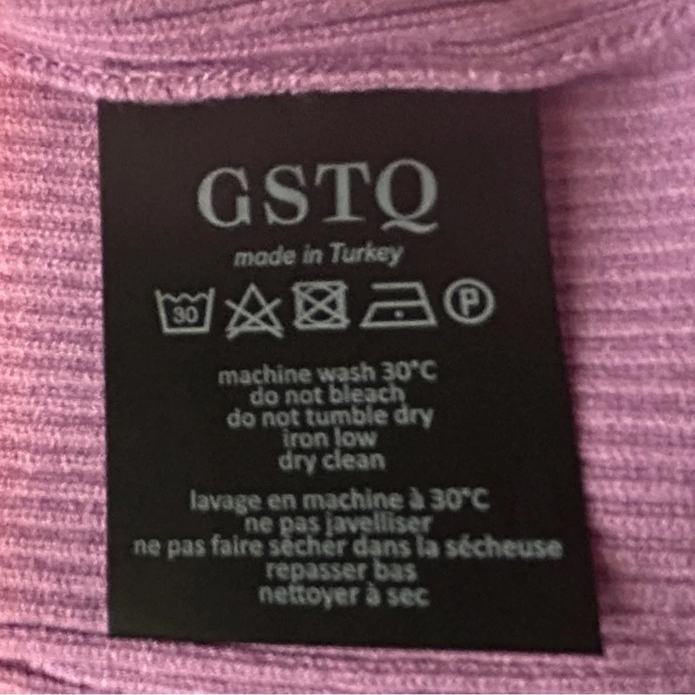 GSTQ Lilac Ribbed Knit Skirt Set Quiet Luxury NWT M/L
